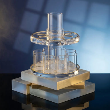 Lucite Wine Divider 21 cm with 8 Small Cups - Gold