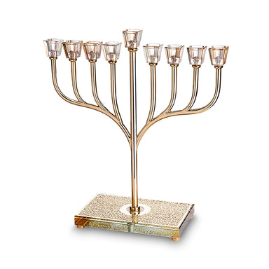 Metal Menorah with Crystal base and Plaque 37cm