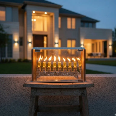 Aluminum and Glass Menorah Box 32x40x21 cm - Cooper Profiles