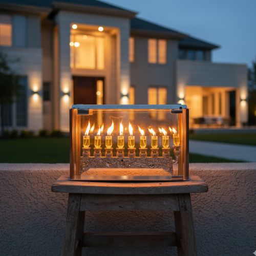 Aluminum and Glass Menorah Box 32x40x21 cm - Cooper Profiles