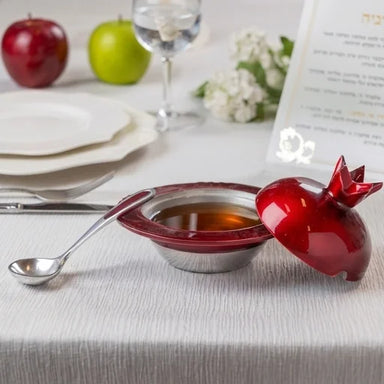 Aluminum Honey Dish Pomegranate, with Spoon 8x12cm