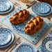 Reinforced Thick Glass Challah Tray 25x37 cm - Blue