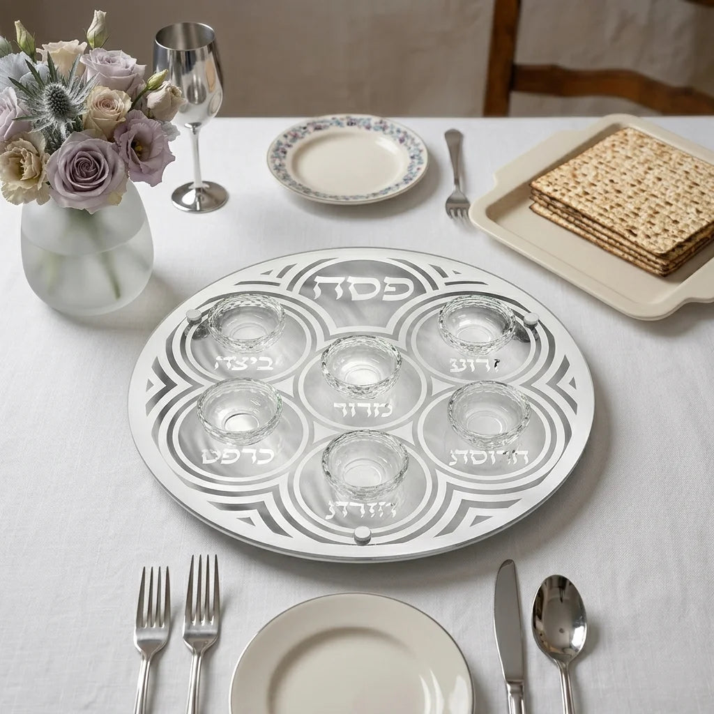 Glass & Crystal Passover Plate 40 cm