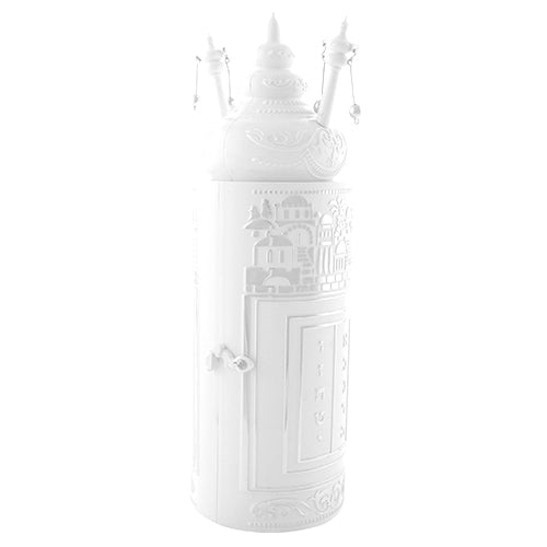 Plastic Torah Scroll 28cm- in Silver Jerusalem Theme -Sephardic