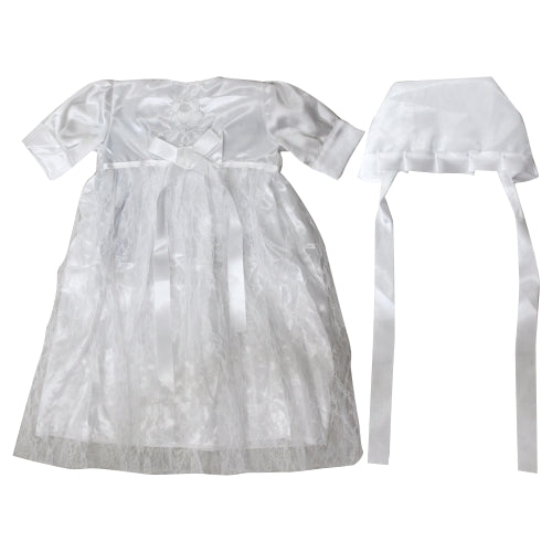 Satin Bris Milah Outfit with a Hat - White Embroidery