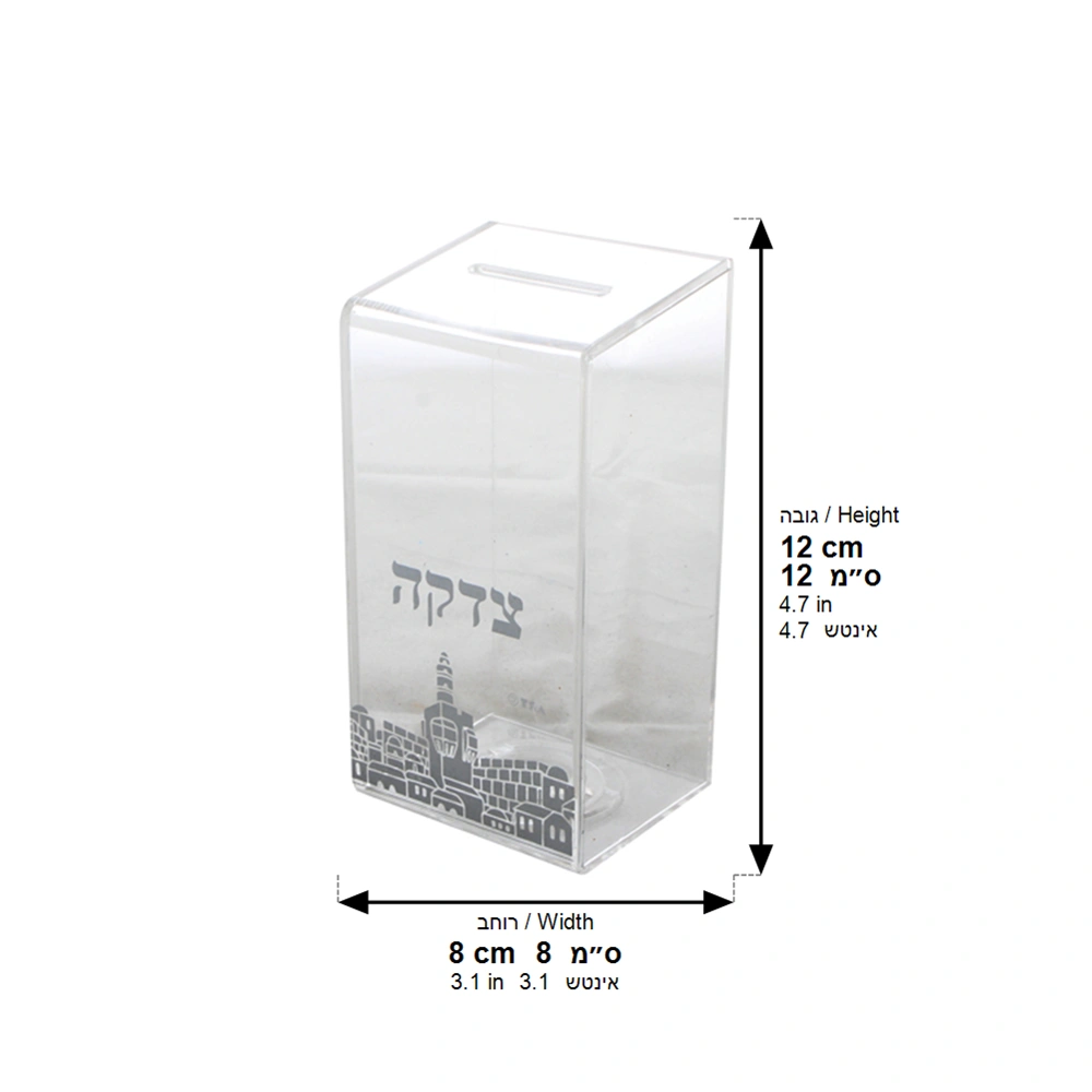 Lucite Tzedakah Box 16 cm