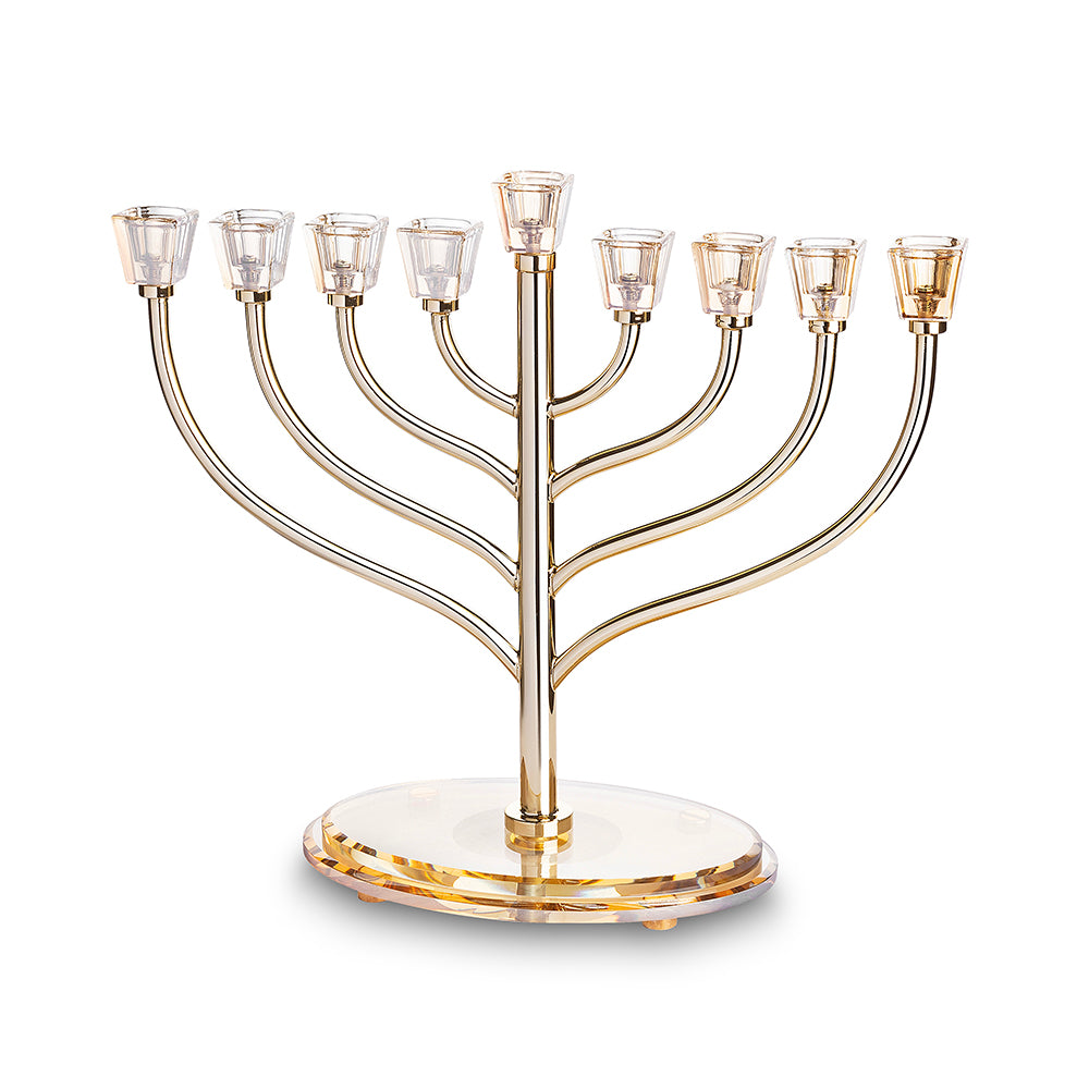 Metal Menorah with Crystal base 32cm