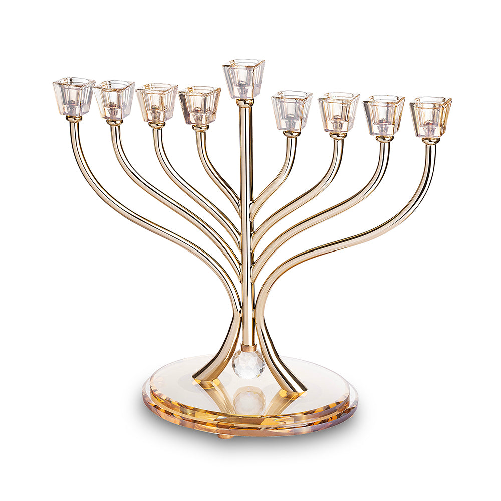 Metal Menorah with Crystal base 32cm
