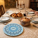 Reinforced Thick Glass Trivet 19 cm- Printed Blue Ornaments