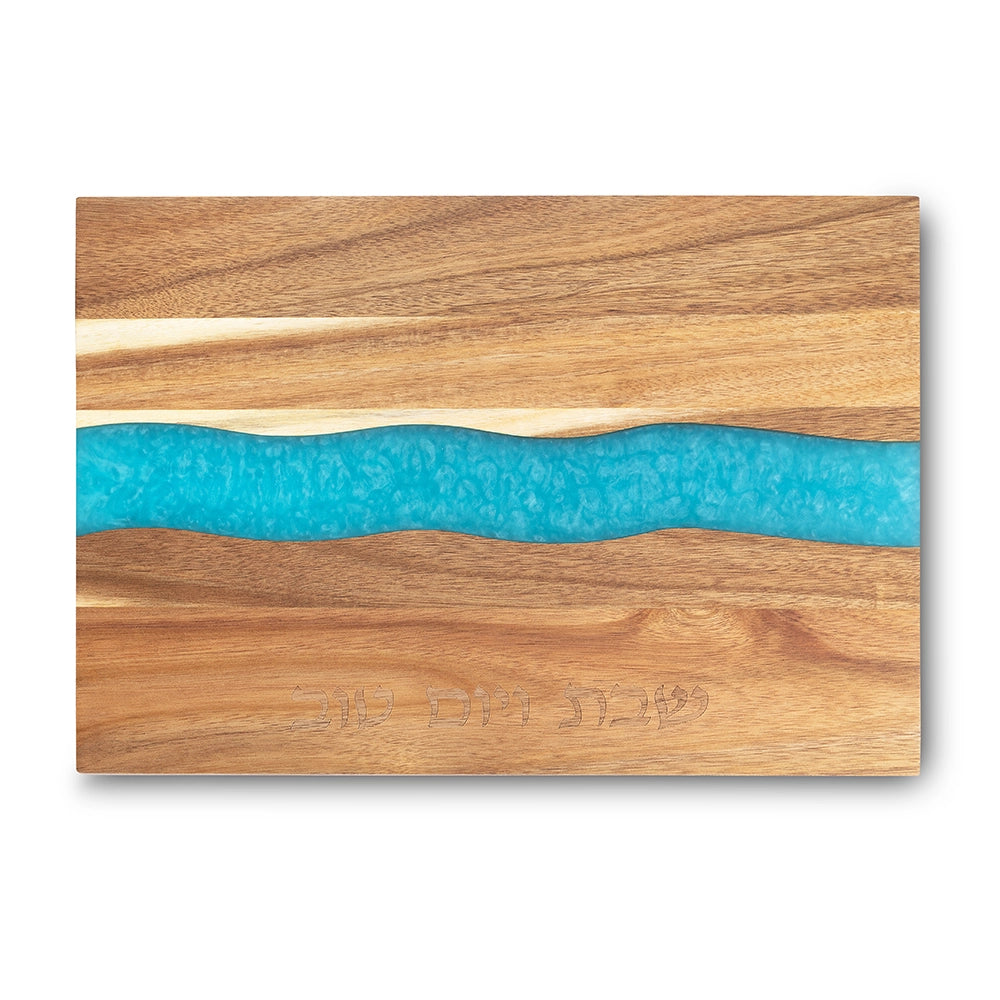 Challah Tray with Epoxy 41x28 cm - Blue