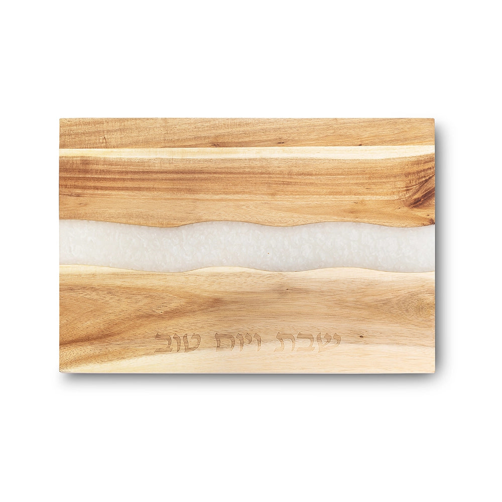 Challah Tray with Epoxy 41x28 cm - White