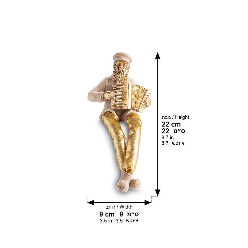 Polymer Hassidic Figurine with Cloth Legs 10.5 cm - Accordion Player