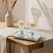 Pair Elegant Crystal Candlesticks 8cm with Elegant Tray 18x10 cm