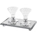 Pair Elegant Crystal Candlesticks 8cm with Elegant Tray 18x10 cm