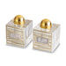 Pair of Crystal Salt & Peper Holders 7x5 cm with Laser Cut Plaque - Striped