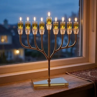 Metal Menorah with Crystal base 42cm
