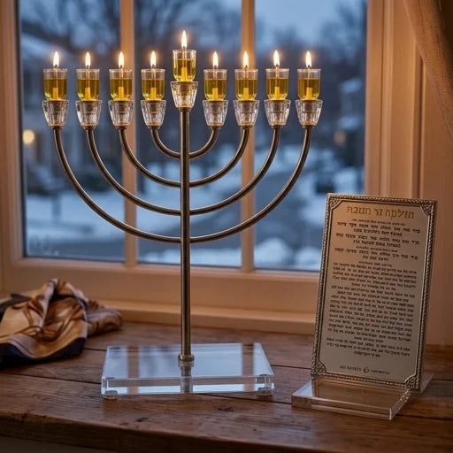 Metal Menorah with Crystal base 42cm