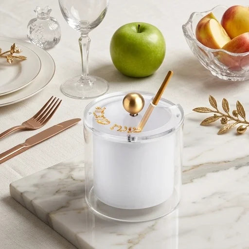 Lucite Honey Dish 9.5 cm- Gold Color