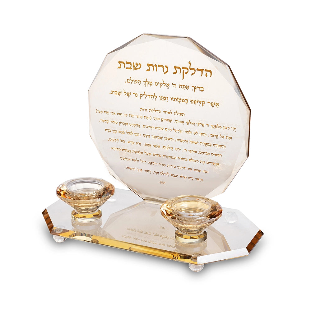 Crystal Champagne Gold Candlesticks - Gold Text