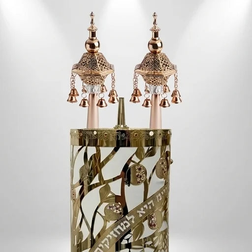 Pair of Rimonim for H'aftara 26 cm- Rose Gold
