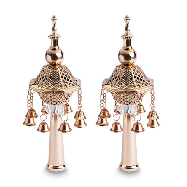 Pair of Rimonim for H'aftara 26 cm- Rose Gold