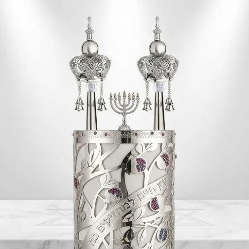 Pair of Rimonim for Torah 25 cm silver