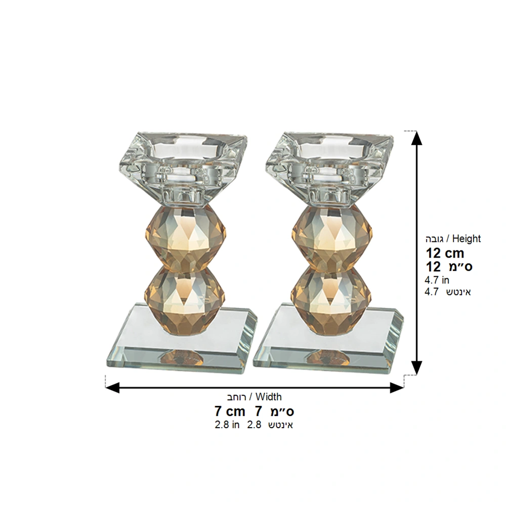 Pair of Crystal Elegant Candlesticks 10.5 cm