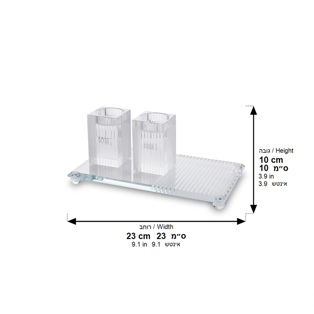Set of Crystal Elegant Candlesticks and tray 23x13 cm