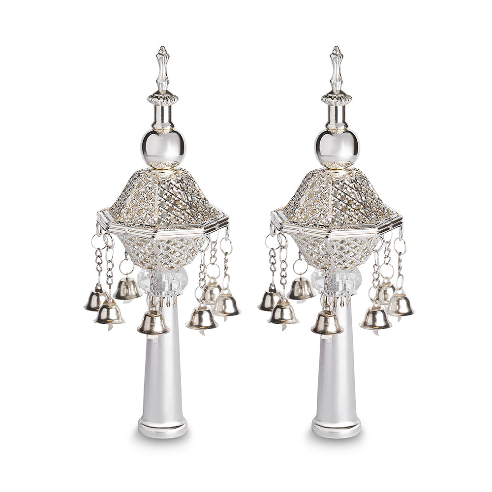 Pair of Rimonim for H'aftara 26 cm- Silver Plated