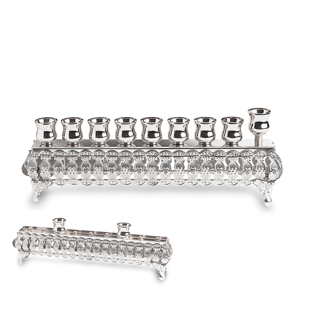 Flip Top Metal Menorah 10*28 cm - Silver Finish