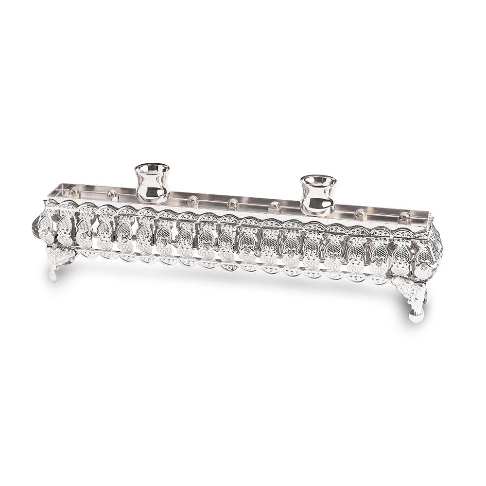 Flip Top Metal Menorah 10*28 cm - Silver Finish