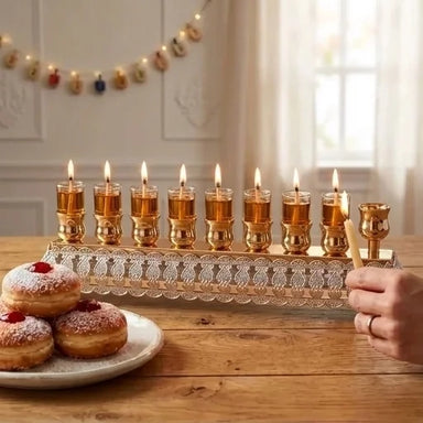 Flip Top Metal Menorah 10*28 cm - Rose Gold