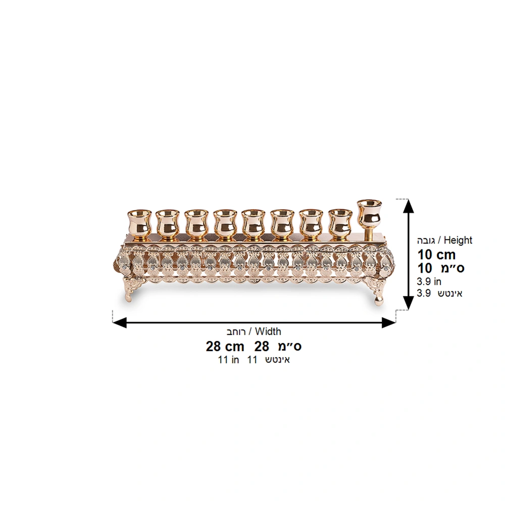 Flip Top Metal Menorah 10*28 cm - Rose Gold