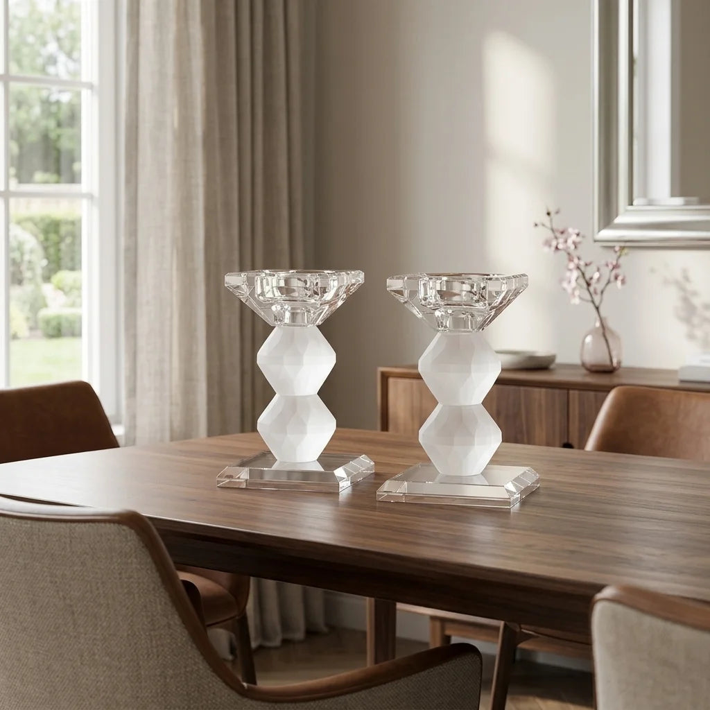 Pair of Crystal Elegant Candlesticks