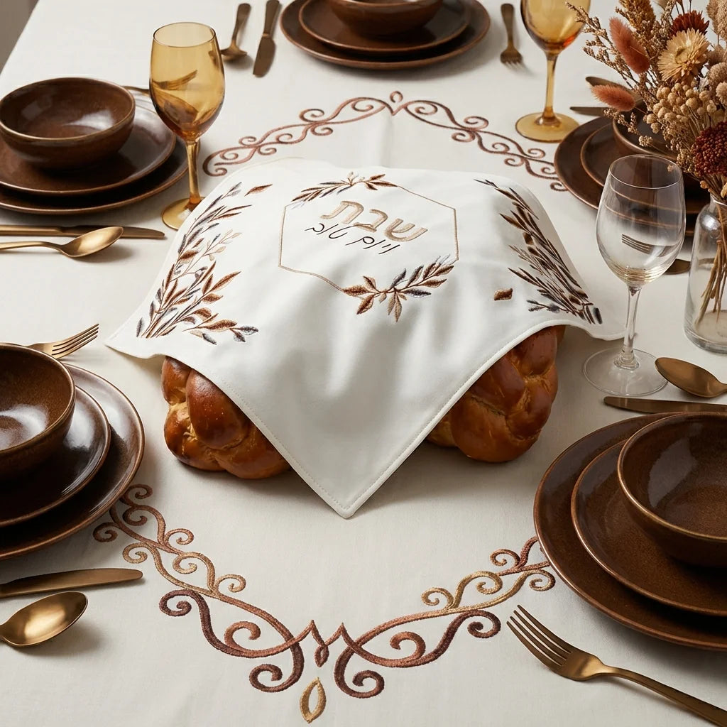 Leatherette Challah Cover 45*55 cm - with Embroidery