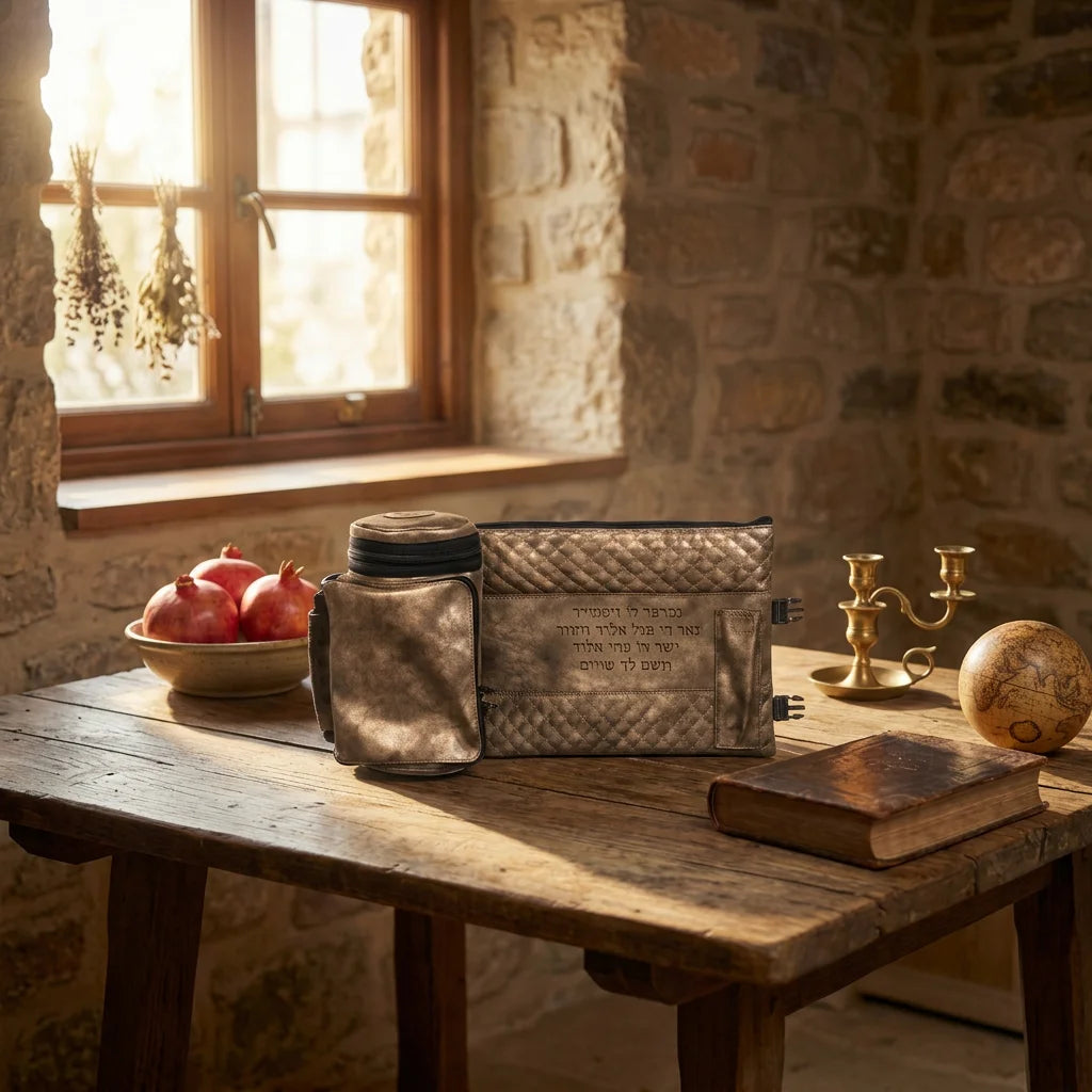 Leather- Like Thermal Tefillin & Tallit Protector Container "Tik-taf" 22 cm- Washed Bronze