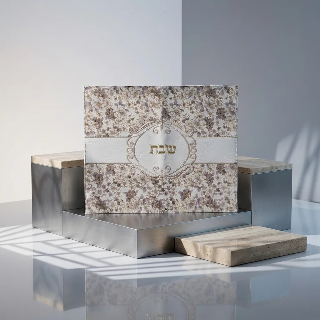 Leatherette Challah Cover 55*45cm - White, Gray