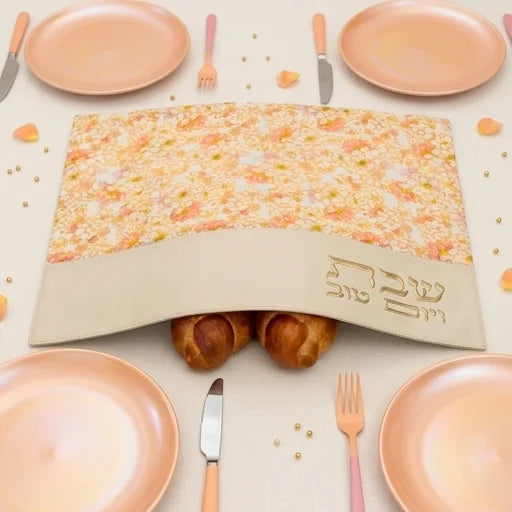 Leatherette Challah Cover 55*45cm - White, Pink