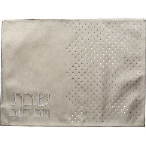 Leatherette Challah Cover 60.5*45cm - Silver, with Stones