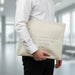 Leatherette Talit & Tefilin Set 38*31 cm - White with Embossed Letters - Silver