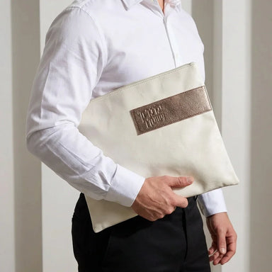 Leatherette Tallit - Tefillin Set 38*29.5 cm - White