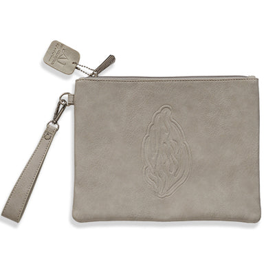 Leatherette Tefilin Clutch Bag with Embossed Logo 26.5x20.5cm - Concrete Grey