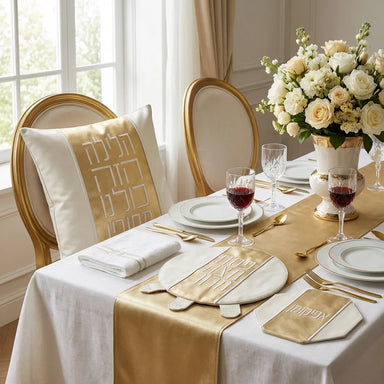 Leatherette 4 pcs Passover Set: Pillow, Passover & Afikoman Covers with Towel