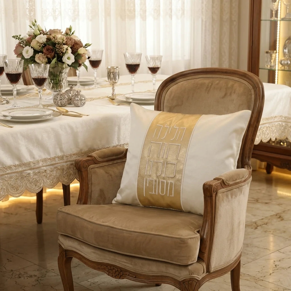 Leatherette Passover Pillow Cover 72*50 cm - with Embroidery
