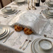 Satin Challah Cover with Round Silver & Gold Embroidery 48x58 cm - White