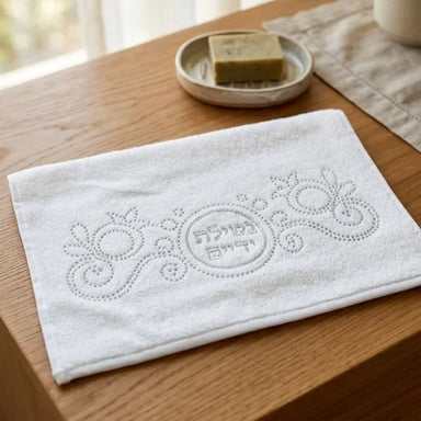 Pair of White Hand Towels with Fancy Stones, 72*34 cm