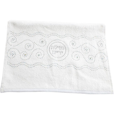 Pair of White Hand Towels with Fancy Stones, 72*34 cm