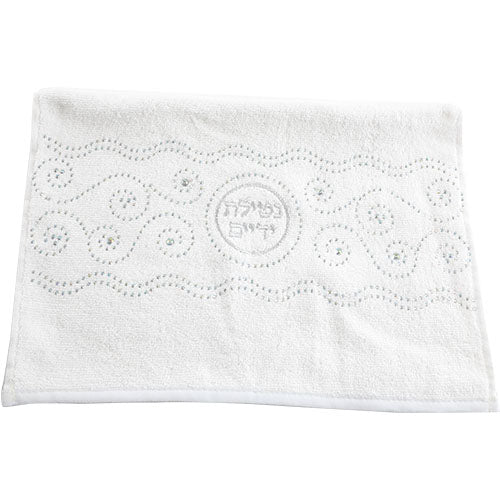 Pair of White Hand Towels with Fancy Stones, 72*34 cm