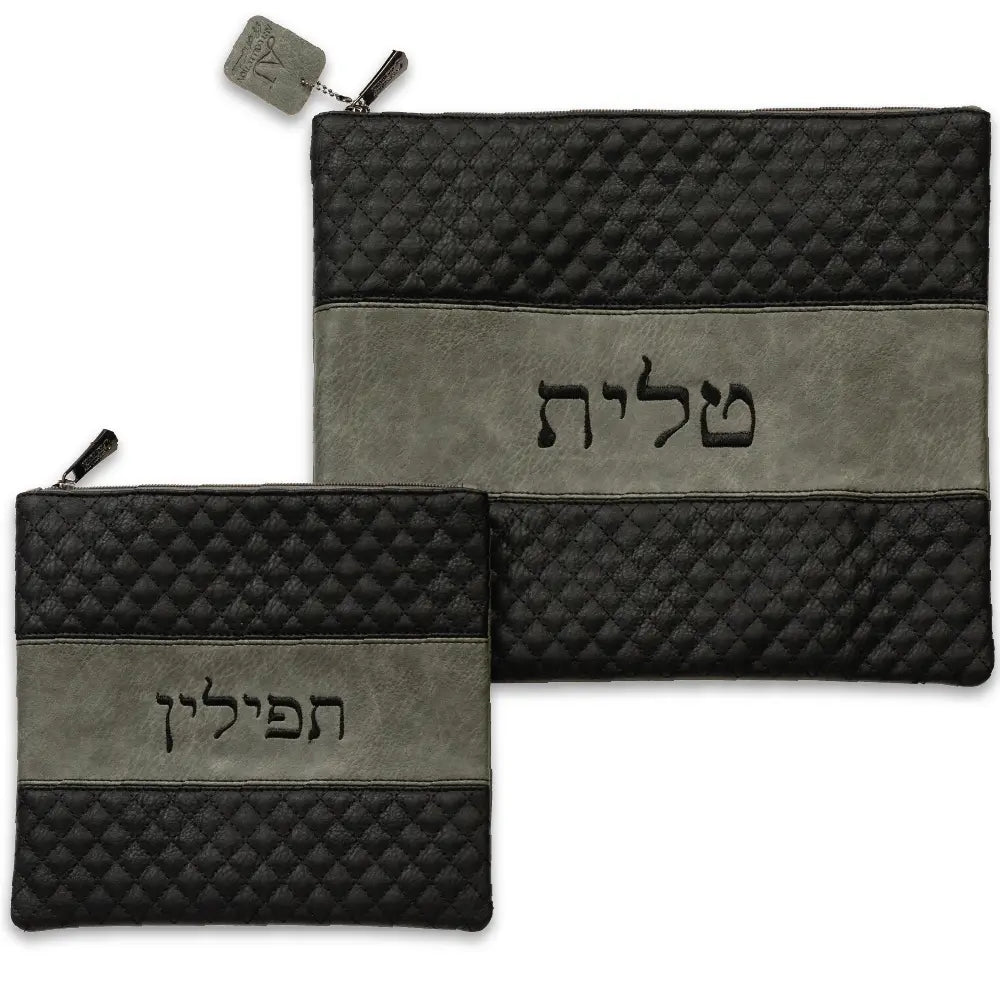 Leatherette Tallit - Tefillin Set 36*29 cm with Embroidery