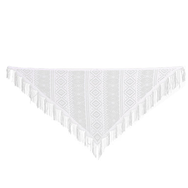 Crochet White Head scarf 155x63 Cm- "Diaomonds"